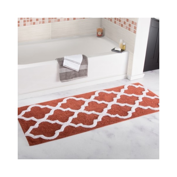 Hastings Home 100 Percent Cotton Trellis Bathroom Mat - 24x60 inches - Brick 542259LWM - main